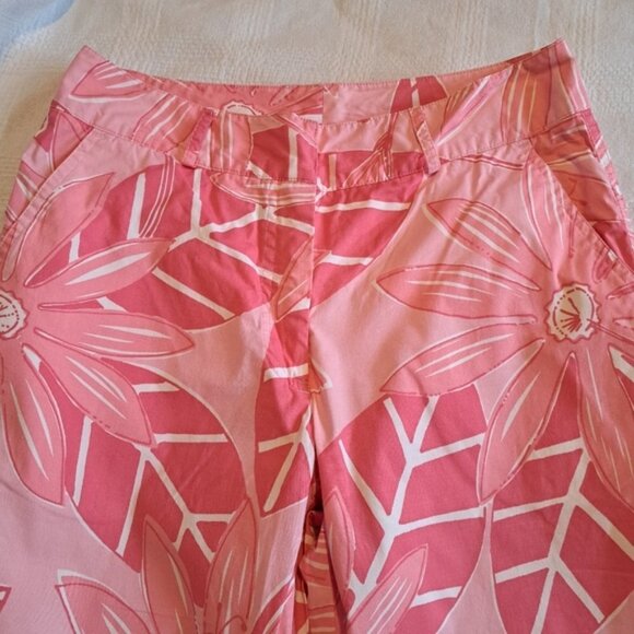 Lilly Pulitzer women's size 4 white label pink & white capri - Picture 2 of 6